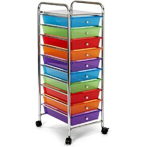 Seville Classics Rolling Utility Organizer Storage Cart, for Home Office, School, Classroom, Scrapbook, Hobby, Craft, 10 Drawer, Frost White in Kuwait