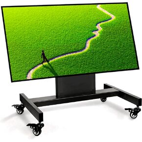 BIGalleons Rolling TV Stand, Mobile TV Cart, Low Profile Floor Confidence Monitor Cart for 32-75 inch Screen, Height Adjustable, 90°Adjustable Viewing Angle