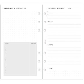 Filofax Organizer Refill, Personal Size, Project Management Pack, White Paper, 6.73" x 3.74", 56 Sheets (B132686)