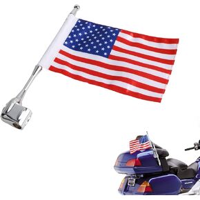 علم هوائي للدراجة النارية من Espear لـ Harley Yamaha XL 883 1200 X 48 Honda Gold Wing GL1800 قابل للتعديل زاوية أعلام الأمتعة تناسب 1.7 سم/0.66 بوصة هوائي جبل رف الأمتعة حامل العلم