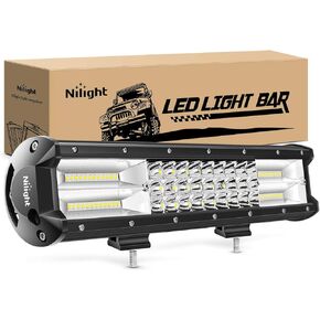 Nilight - 18003C-A 15Inch Triple Row Lights 216W 21600LM Flood Spot Combo Beam LED Light Bar Driving Boat Super Bright Led Off Road Trucks
