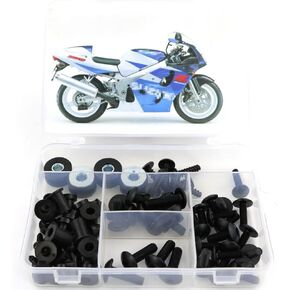 Xitomer Fairing Bolts Kit Fit for 1996 1997 1998 1999 2000 GSXR 750 SRAD 1996 1997 1998 1999 2000 GSXR 600 SRAD mounting Kits Full Sets Mounting Kits Washers/Nuts/Fastenings/Clips/Grommets (black)