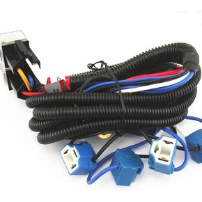 [ALL STAR TRUCK PARTS] 4-Headlight Relay Wiring Harness H4 Headlamp Light Bulb Ceramic Socket Plugs Set