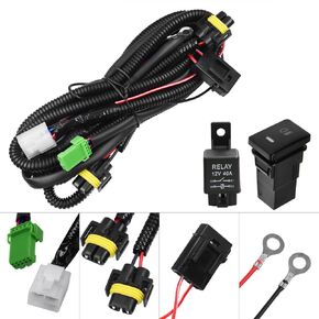 H11 H9 880 881 Fog Light Wiring Harness Socket Wire Connector with 40A Relay ON/Off Switch Kits for Toyota GM Hyundai Accent Elantra Peugeot LED Work Lamp Driving Light Etc