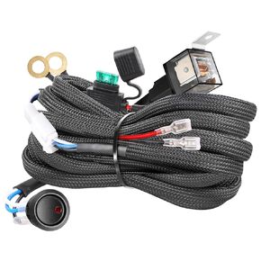 Wiring Harness 2 Lead, OFFROADTOWN Nylon Wiring Harness Kit for LED Pods Driving Light Fog Light 12V 40A Fuse Relay On/Off Rocker Switch 18AWG Heavy Duty Wiring Harness for Trucks Offroad ATV UTV Boat