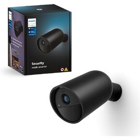 Philips Hue Secure Battery-Powered Smart Home Security Camera, Black - 1 Pack - 1080P HD Video - Night Vision - Motion Detection - Two-Way Talk - Indoor/Outdoor - Weatherproof - Works with Hue App