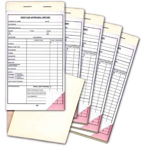 Used Car Appraisal Report Book (5-Pack) 2-Part Carbonless Vehicle Form - 4.25 inches x 7.75 inches (5 Books of 25 per Book)