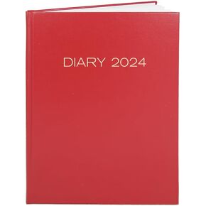 BookFactory 2024 Business Diary (384 Pages - 6" x 9") Standard Diary Red Imitation Leather Cover, Section Sewn Hardbound (CAL-384-69CS-LR(2024-DIARY))