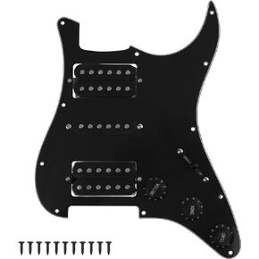 3Ply HSH 11 فتحة Pickguard محملة مسبقًا بسلك مع ألنيكو 5 هامبوكر (2) ملف واحد (1) التقاطات متوافقة مع جيتار Strat Fender Squier (أبيض)
