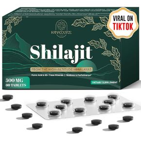 30,000 MG Shilajit Tablets, Shilajit Himalayan Organic, with Fulvic Acid & 85+ Trace Minerals, More Effective Than Shilajit Resin & Capsules, Shilajit for Men & Women, with Lab Test. 60 Count.