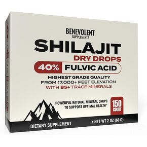 Premium Shilajit Dry Drops - (150 Count, 250mg Each) Maximum Potency Pure Shilajit for Men with 40% Fulvic Acid & 85+ Trace Minerals for Energy, Metabolism & Immune Health - Non-GMO & Made in USA