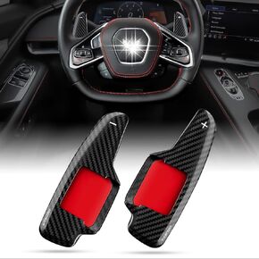 Paddle Shifter Extension Cover Compatible with Corvette C8, Forged Carbon Fiber Steering Wheel Cover Fits for C8 Corvette Z51 Z06 Interior Accessories(Forged Black)