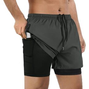 FUNARTY 2 in 1 Gym Shorts Men Running Shorts with Liner,Workout Shorts with Zip Pockets and Towel Loop