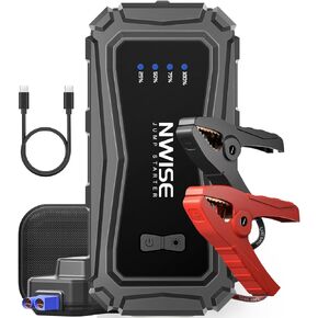 NWISE Car Jump Starter, 6000A Peak 25800mAh Portable Battery Starter (Up to 10L Gas or 8L Diesel Engine) with Smart Safety Jumper Clamps,12V Jump Boxes with 45W Fast Charging