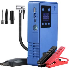 Car Jump Starter with Air Compressor, wireless Tire Inflator with Digital Screen Pressure Gauge 12V Auto Battery Booster