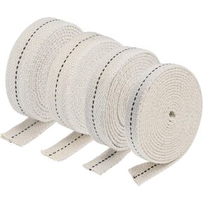 MECCANIXITY Oil Lamp Wick Kit 1/2 Inch 5/8 Inch 3/4 Inch 7/8 Inch Flat Wide 6.5 Foot Cotton Lanterns Wick with Black Stitch for Kerosene Burner Lighting, 4in1 Set