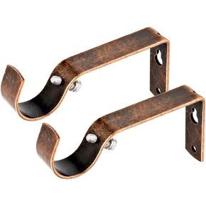 Fix Curtain Rod Bracket Set of 4 for 1 Or 1 1/8 Inch Rods - Antique Brass
