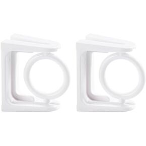 2 Pack Self Adhesive Curtain Rod Bracket, Adhesive Curtain Rod Holder Round Hole Curtain Pole Brackets No Drilling Drapery Hook Holders Towel Rod Fixing Rod Holder (Transparent)