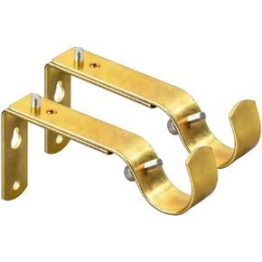 Adjustable Curtain Rod Bracket Or Rod Holder - for 1 or 1 1/8 Inch Rods-(Gold,Set of 2)