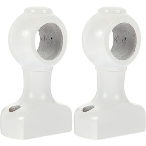 Uonlytech Wooden Curtain Rod Brackets Curtain Rod Holders Set Round Support Center Bracket Support Wall Curtain Rod Hooks White