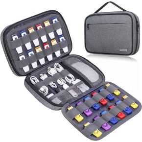 Lacdo USB Flash Drive Case Thumb Drive Holder Case Organizer Portable Electronic Accessories Storage Bag for SanDisk/SamData/Samsung USB Flash Drives Jump Drive Memory Stick, SD Card, Cables, Gray