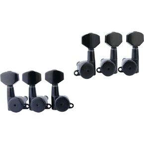 Guyker Guitar Locking Tuners (3R + 3L) - 1:18 Lock String Tuning Key Pegs Machine Head with Hexagonal Handle Replacement for ST TL SG LP Style Electric, Folk or Acoustic Guitars, black