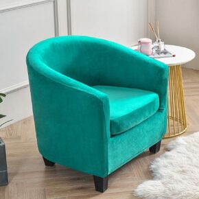 Plush Velvet Tub Chair Slipcover High Stretch Solid Color Decorative Wear Resistant One Piece Barrel Accent Armchair Sofa Furniture Protector Wrap Beige