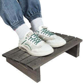 MyGift 15-Inch Burnt Wood Ergonomic Under-Desk Tilted Footrest for Home and Office