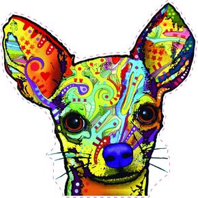Dean Russo Chihuahua Car Stickers 2 Pack, Outdoor Rated Vinyl Sticker Decals for Windows, Bumpers, Laptops or Crafts