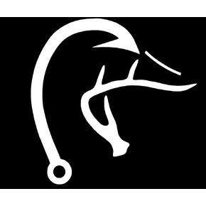 Thistle Brook Cottage Duck Head Fishing Fish Hook Antler Car Decal 5.5 x 5.5 White Vinyl Hunting Truck Rear Window Windshield