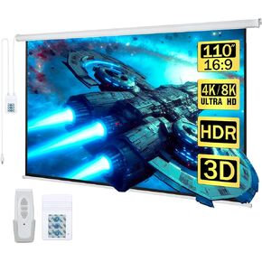 Kayle 120" Motorized Projector Screen Electric Diagonal Automatic Projection 4:3 HD Movies Screen for Home Theater Presentation Education Outdoor Indoor W/Remote Control and Wall/Ceiling Mount (Black)