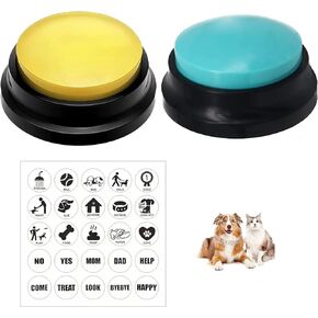 Dog Buttons for Communication,2 Color Voice Recording Buttons,Dog Communication Buttons Training Talking Buttons for Pets,30 Second Record & Playback,Funny Gift for Study Office Home (Blue+Yellow)