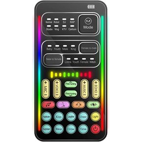 Handheld Voice Changer, Portable Multifunctional Voice Disguiser, Mini Sound with 8 Sound Effects Sound Changes, 450mAh Battery, Compatible with Mobile Phone, Computer, Tablet(I9