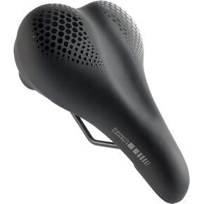 Memory Foam Padded Bike Seat by Delta Cycle, Medium - Comfort Saddle, Black - Easy to Mount - Dual Shock Suspension for A Comfortable Ride - Universal Fit & Grab Handle for Easy Transport