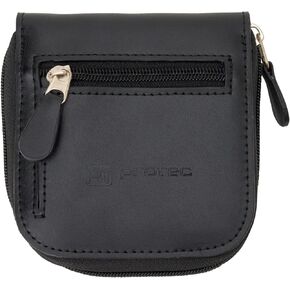 Protec Trumpet/Small Brass Multiple (2-Piece) Leather Mouthpiece Pouch with Zipper Closure, Model L220, Black