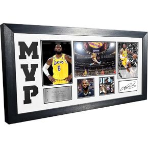 MVP Black or White LeBron James Los Angeles LA Lakers Signed Autographed Photo Photograph Picture Frame Basketball Poster Gift (Off White Mount)