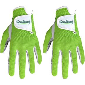 Scott Edward 2-Pack Men's Golf Glove Universal Fit, No-Slip, Breathable, Soft, Washable, Worn on Left Hand, Green