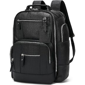LANNSYNE Vintage Genuine Leather Backpack for men, 15.6" Laptop Backpack Travel Camping 24L Rucksack