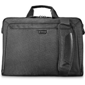 Everki Lunar Large Laptop Briefcase - Water-Repellent Durable Ballistic Nylon & Leather Accent Briefcase Bag, Professional Work/Gaming Laptop Bag for 18.4" Lap top, 19L Capacity (EKB417BK18) Black