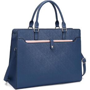 Laptop Tote Bag Briefcase for Women, 15.6 Inch Computer Bag Large Work Bag for Business Office, Leather Lawyers Briefcase Women Men Shoulder Bag (Black)