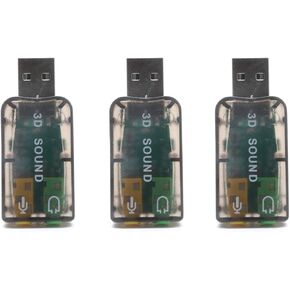 3 Pcs 3D External Drive-Free USB Sound Card 5.1 Channel USB Audio Adapter with 3.5mm Audio Jacks, Black