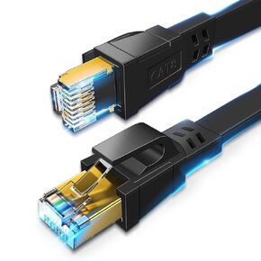 Cat 8 Ethernet Cable 50 FT- High Speed 40Gbps 2000Mhz SFTP RJ45 Flat Internet Cable Shielded in Wall, Indoor&Outdoor for Modem/Router/Gaming/PC (6 FT)
