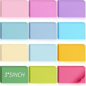 Ctosree 1440 Pcs Colored Index Card Blank Index Note Cards Colored Notecards Flash Cards Blank Colorful Study Notecards Flashcards Memo Scratch Pad for Office School Supplies (3 x 5 Inch, Fresh Color)