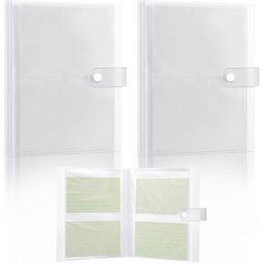2 Pcs Index Cards Holder Clear Plastic Organizer Pouches Book Binder 80 Page Hold 160 Card High Capacity Portable Index Cards Sleeve Storage Protector (3 x 5'')