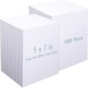 1000 Pieces 5 x 7 Index Cards Blank White Index Cards Bulk, 120 lb Postcards Stock Printer Paper for Invitations, Photo Paper, Greeting Cards, DIY Card Making