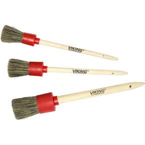 VIKING Car Detailing Brush Set for Car Cleaning Kit, Super-Soft Bristles for Exterior Detail, Includes Small 0.9 Inch, Medium 1 Inch, and Large 1.5 Inch Diameter Brush Heads, 3 Pack, Blue