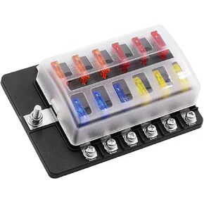 12 Way 12V Marine Fuse Block, Waterproof Marine Fuse Block with LED Indicator, Negative Bus Fuse Block Retaining Screws for 12V/24V Cars, Boats, RVs and Trucks