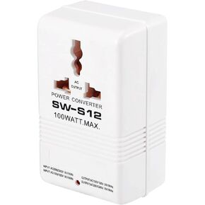 110V to 220V Step Up & Down Power Voltage Converter 100 Watt Transformer for Travel (White, 100W)