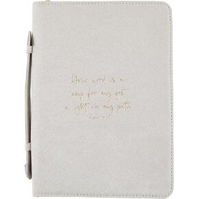Creative Brands Faithworks - Suede Bible Cover with Carry Handle and Zipper Closure Simply Faith Collection, 6 x 9-Inch, Grey - Psalm 119:105