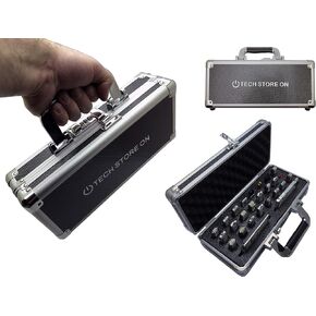 Flash USB Thumb Drive Case with Top Carry Handle Memory Card Electronic Accessories Storage Organizer Bag Secure Combination Lock Antistatic Shockproof Foam (Aluminum, 24 USB slots, 2 HDD slots)